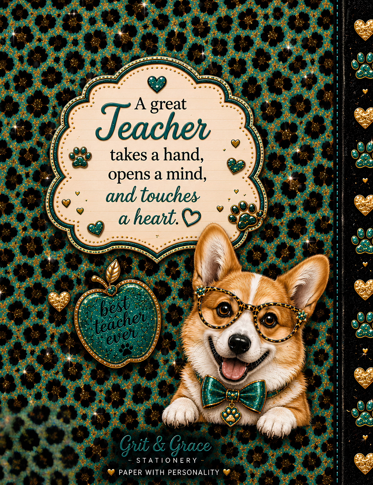 Printed Teacher's Pet Corgi Composition Notebook