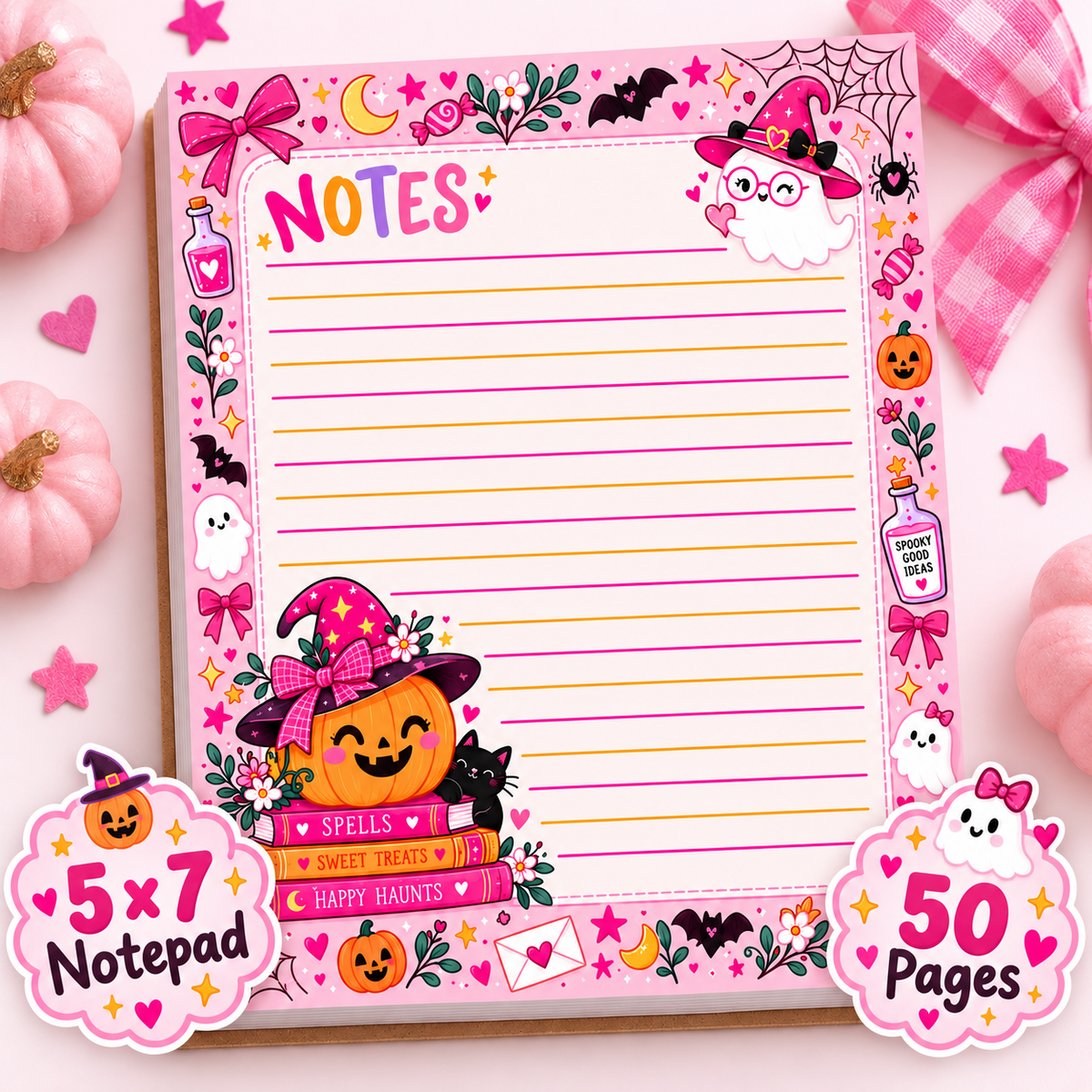 Pretty Spooky Notes Notepad β Pink Halloween Edition