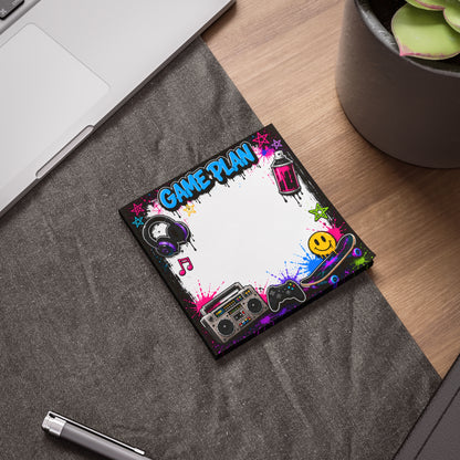 Game Plan Post-it Note Pad — Retro Gamer & Skate Graffiti Sticky Notes