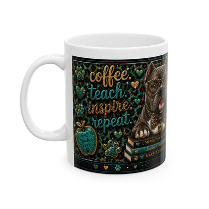 Teacher Mug with American Bully Design – Cute Classroom Coffee Cup (11oz & 15oz)
