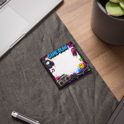 Game Plan Post-it Note Pad — Retro Gamer & Skate Graffiti Sticky Notes