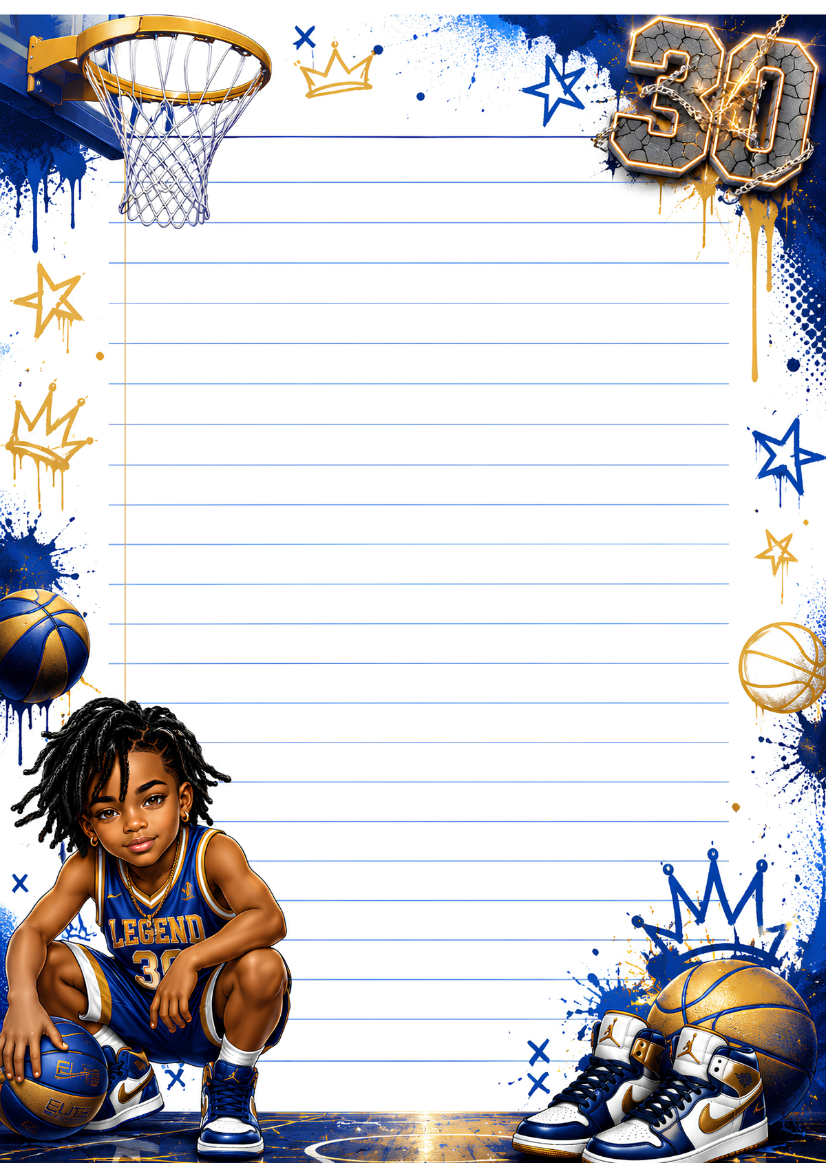 Printed Crowned on the Court Composition Notebook