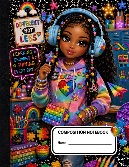 Autism Popit Girl Digital Composition Notebook Covers