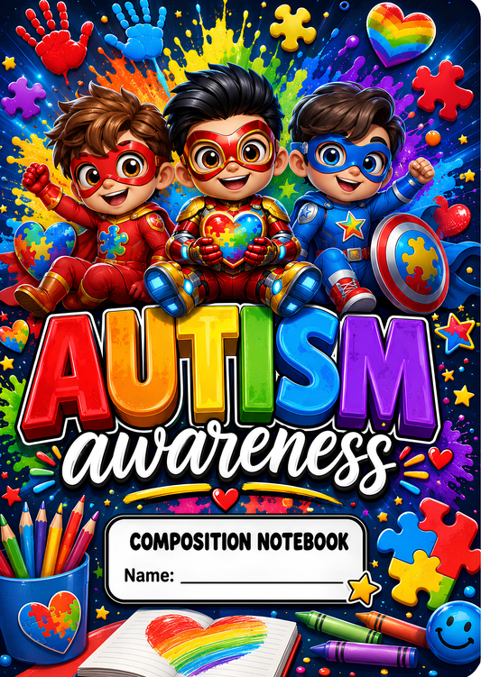 Printed Autism Avengers Composition Notebook Covers