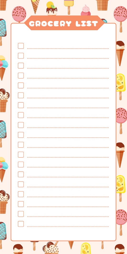 Grocery List Notes Pad-Ice Cream design