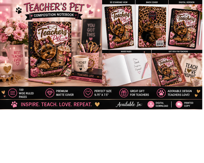 Yorkie Teacher's Pet Digital Composition Book