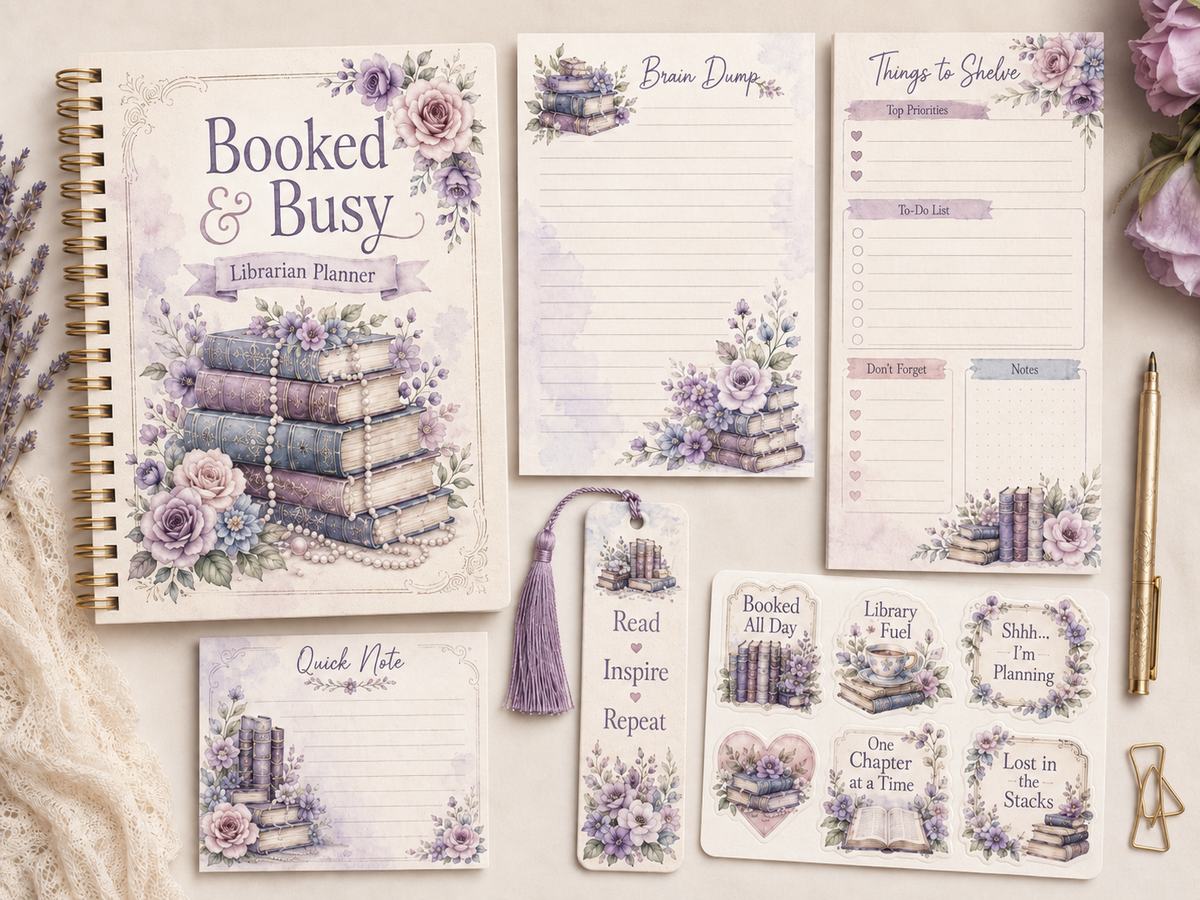 Booked & Busy Librarian Planner Bundle