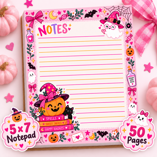 Pretty Spooky Notes Notepad – Pink Halloween Edition